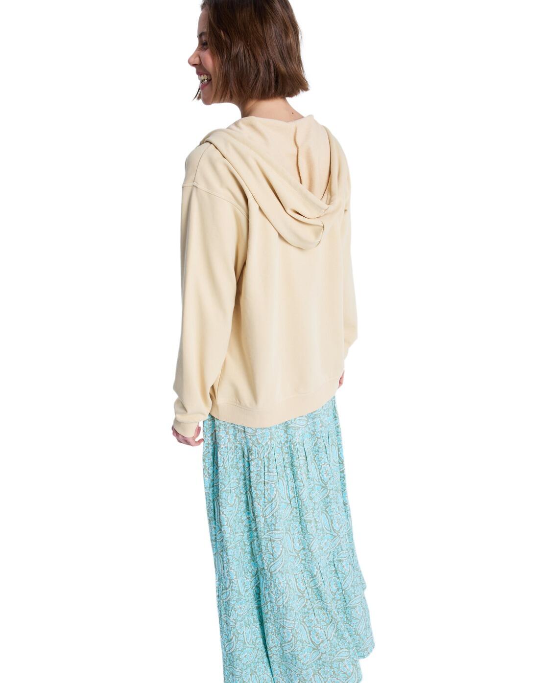 Sweat à capuche zippé SURF STOKED ZIP TERRY Beige Femme 3/4