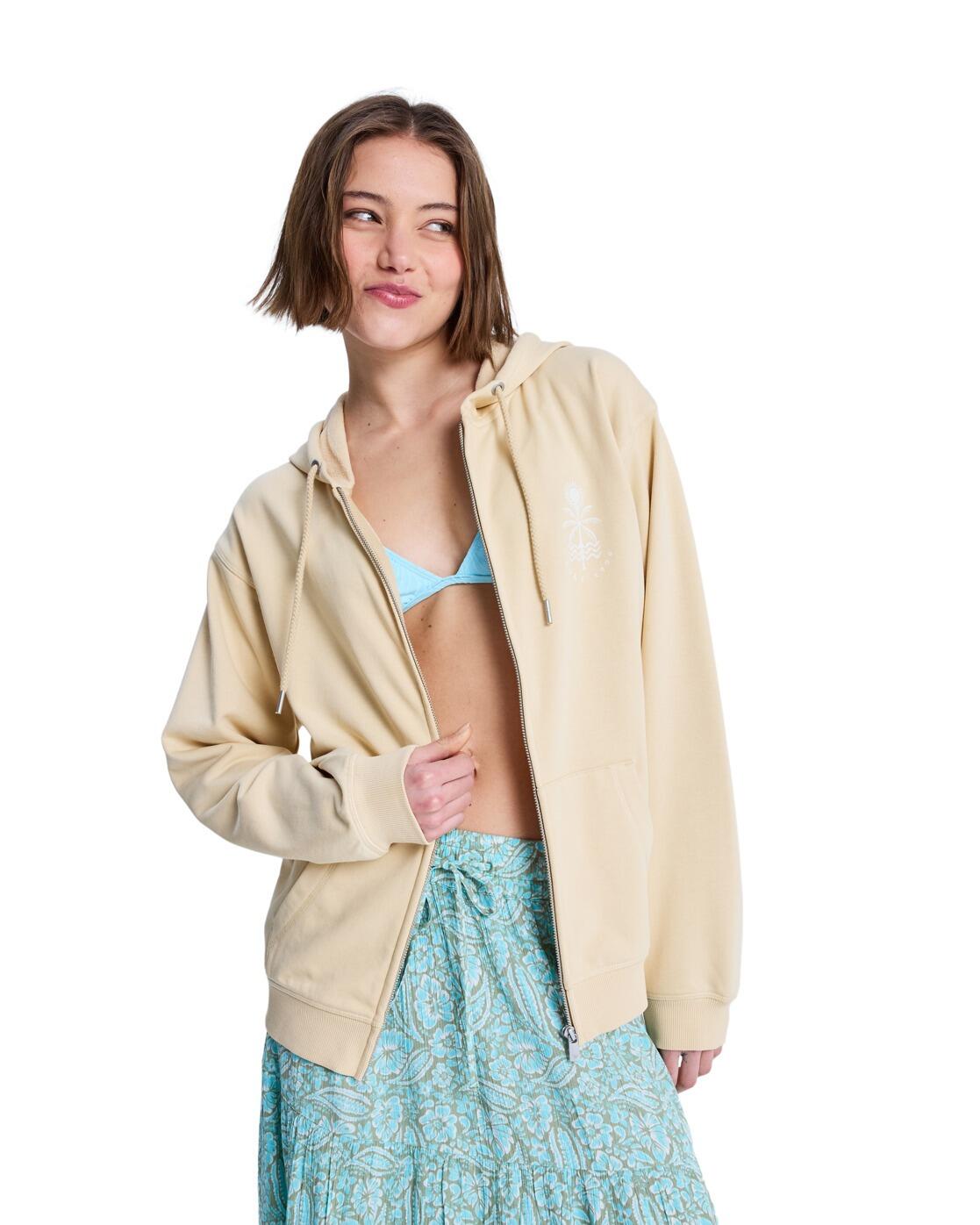 Sweat à capuche zippé SURF STOKED ZIP TERRY Beige Femme 2/4