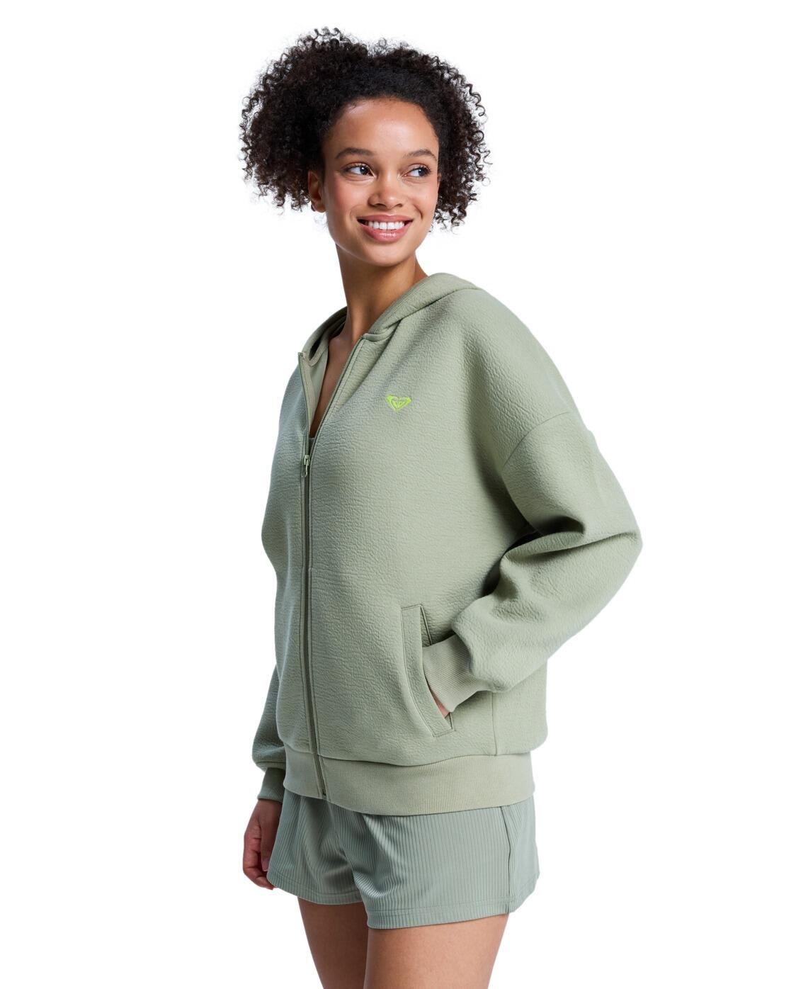 Sweat à capuche zippé RISE & VIBE Vert Femme 3/4