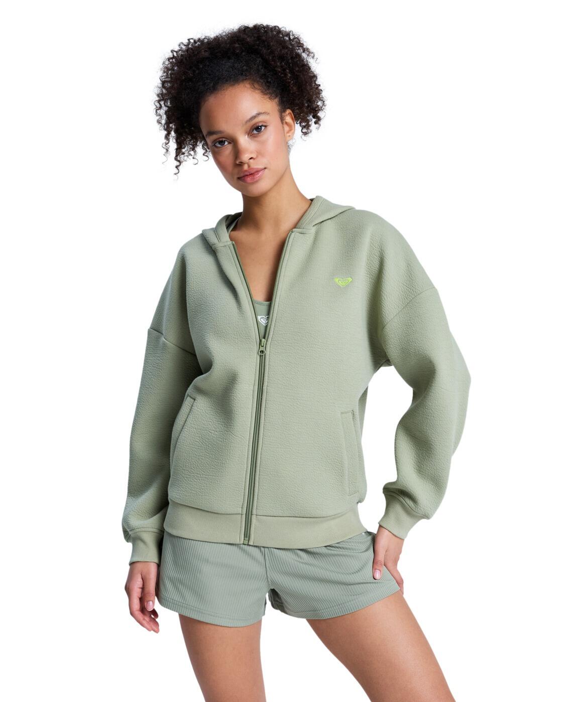 Sweat à capuche zippé RISE & VIBE Vert Femme 1/4