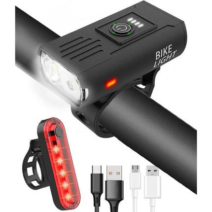 Kit éclairage vélo LED avant 1000 lumens et arrière USB
