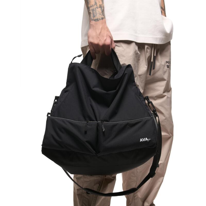Geantă urbană AVA neagră, unisex, impermeabilă, 26 L, compartiment pantofi, refl