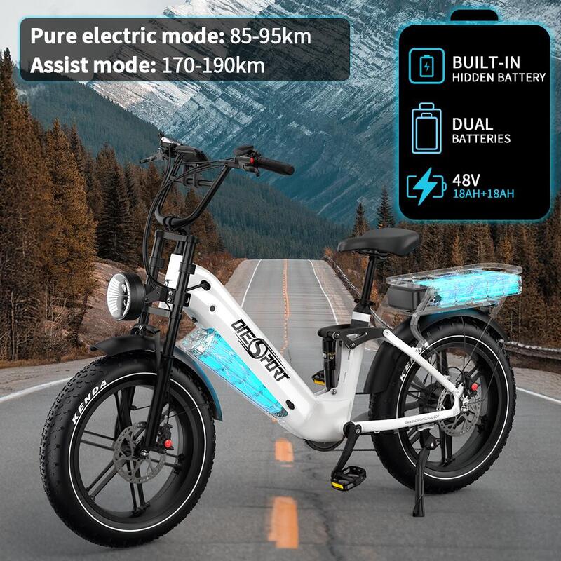 Bicicletă electrică Onesport OT08 Pro 20'' Baterie duală 48V 36AH