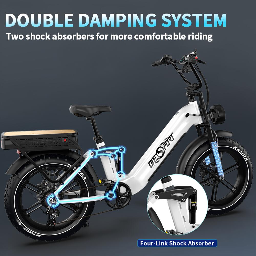 Bicicleta elétrica Onesport OT08 Pro 20'' com bateria dupla 48V 36AH 6/7
