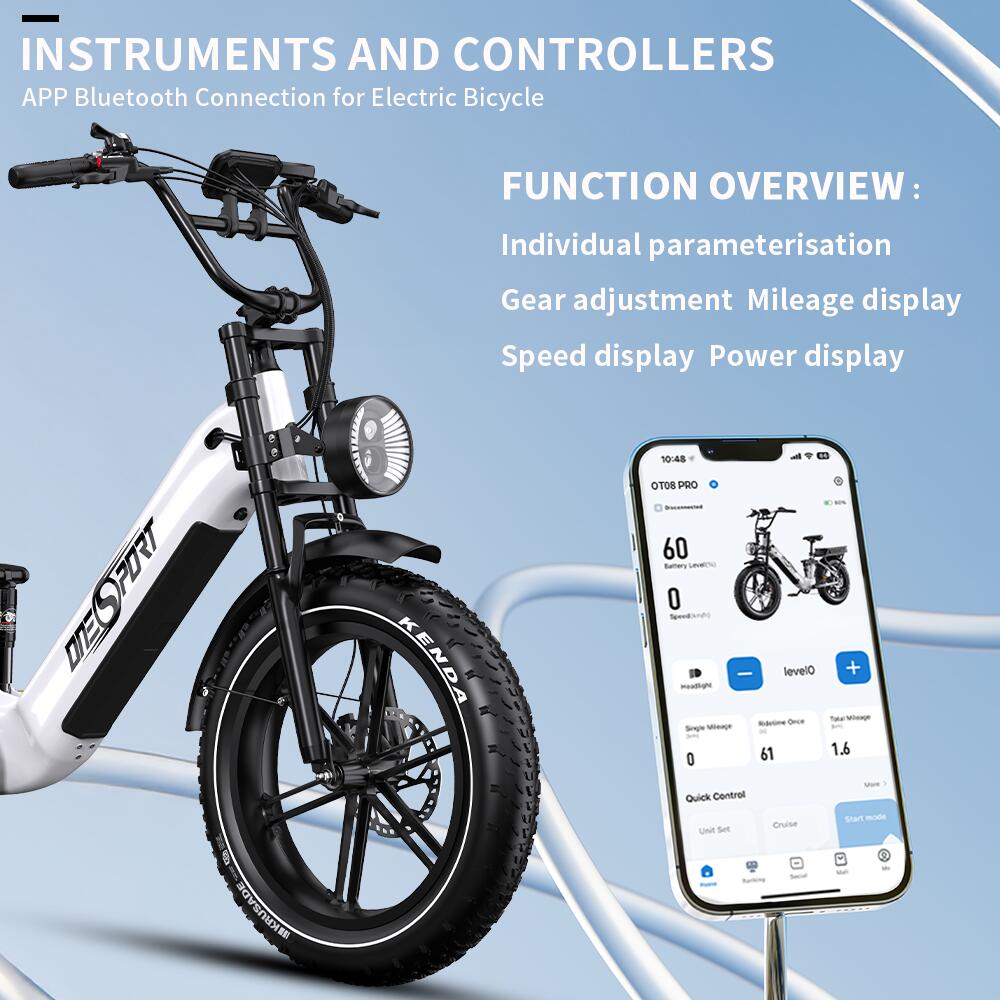 Bicicleta elétrica Onesport OT08 Pro 20'' com bateria dupla 48V 36AH 4/7