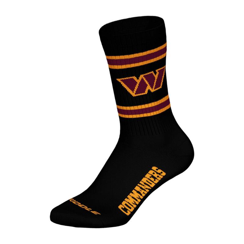 NFL Washington Commanders 3pk Huddle Crew Socks 39/42 Wht/Blk/Bur 3/4