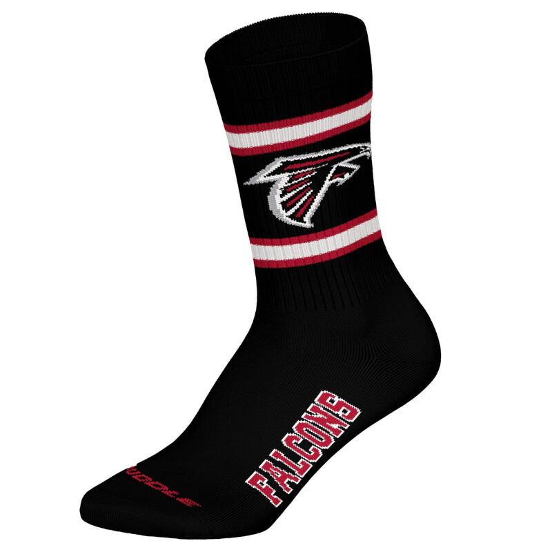 NFL Atlanta Falcons 3pk Huddle Crew Socks 43/46 Blk/Wht/Red 3/4
