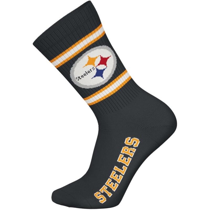 NFL Pittsburgh Steelers 3-Pack Soft Cotton Crew Socks | 43/46 Black/White/Yellow 2/4