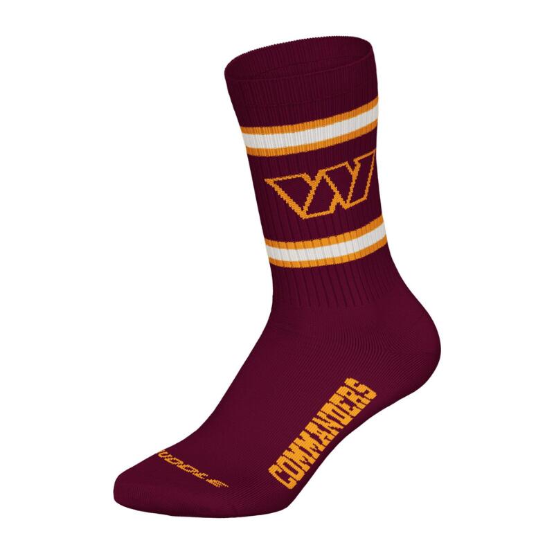 NFL Washington Commanders 3pk Huddle Crew Socks 39/42 Wht/Blk/Bur 4/4