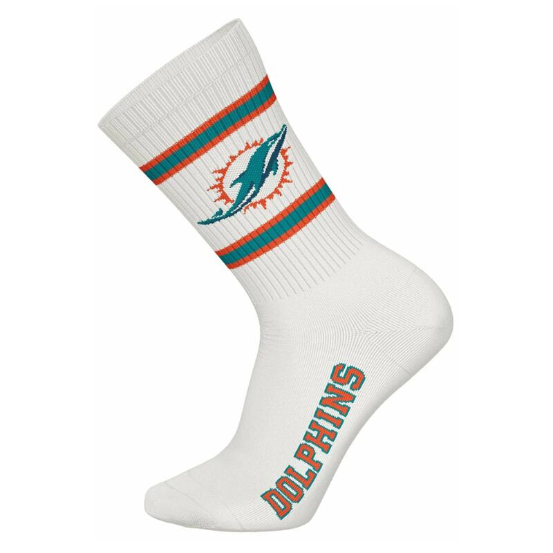 NFL Miami Dolphins 3-Pack Soft Cotton Crew Socks | 43/46 Teal/White/Orange 4/4