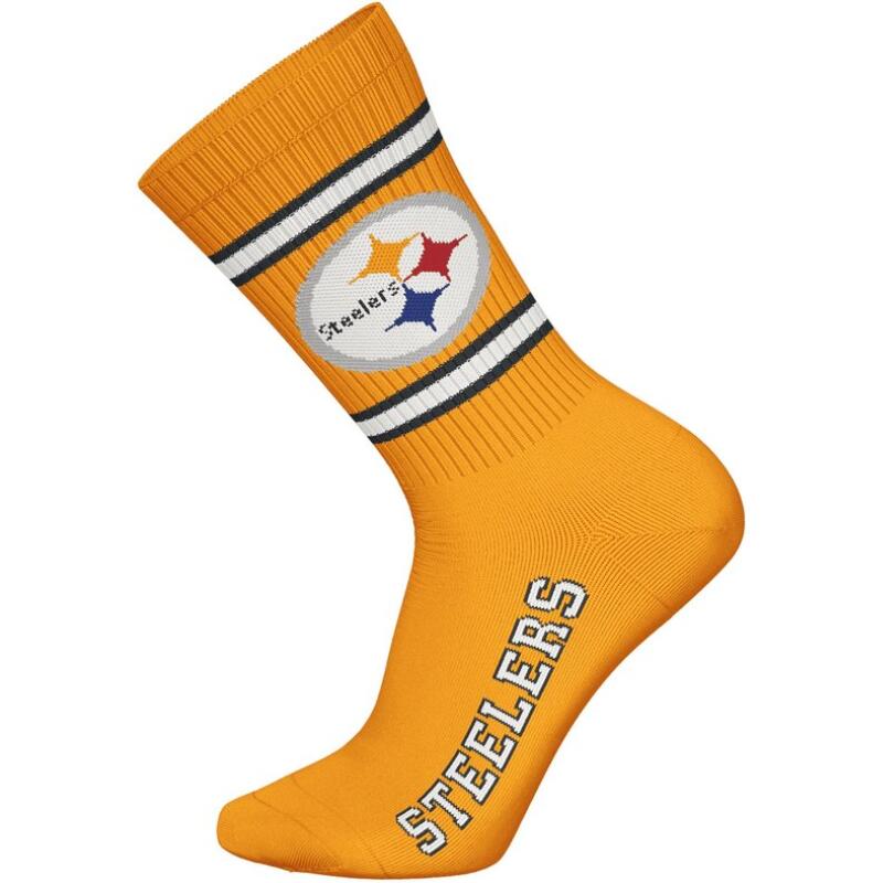 NFL Pittsburgh Steelers 3-Pack Soft Cotton Crew Socks | 43/46 Black/White/Yellow 4/4