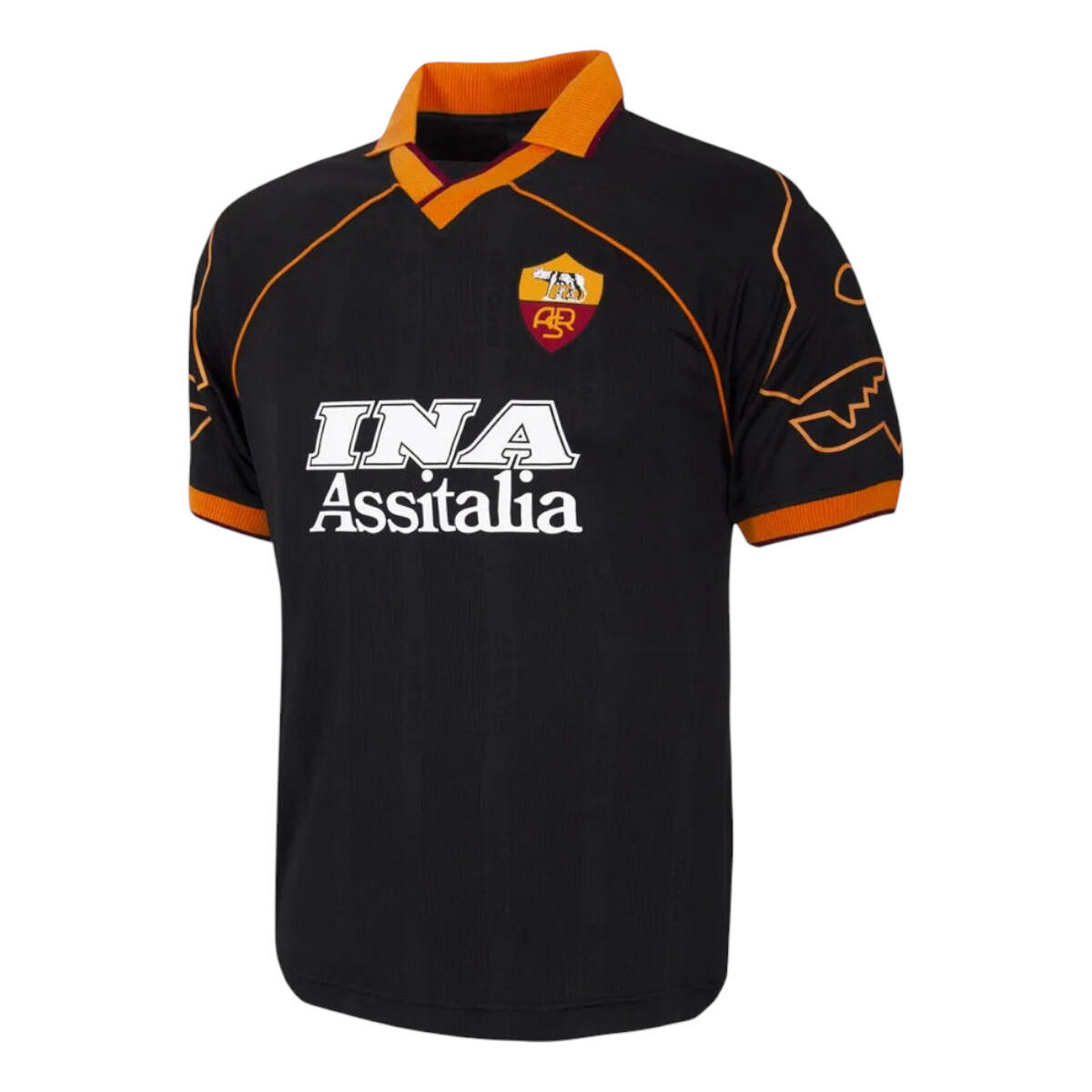 Copa Football - Maillot De Football Rétro - Homme - As Roma Troisième 1999/00 - Noir - Chemise Manches Courtes - Blanc|noir|orange - Decathlon