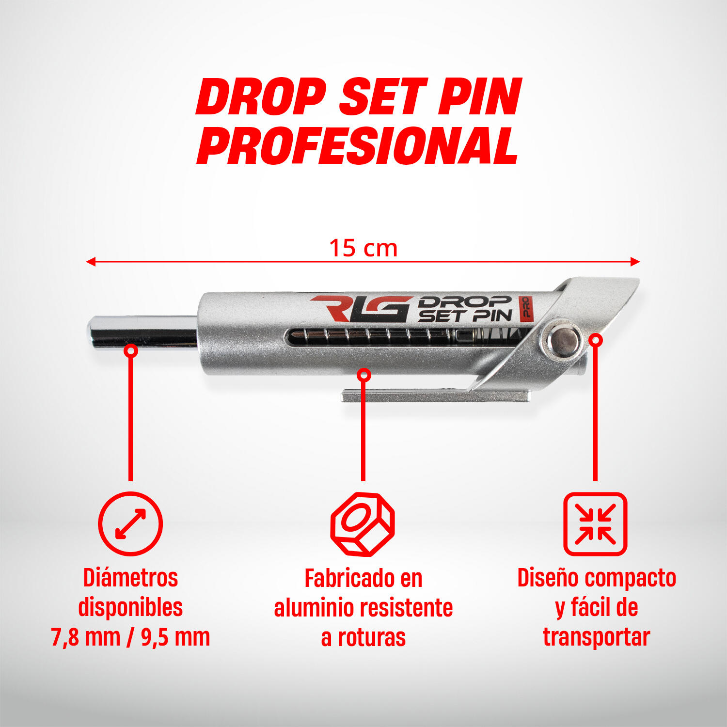 Pinos automáticos Drop Set Pins alumínio Pacote 2 unidades, “diâmetro 7,8 mm” 5/5