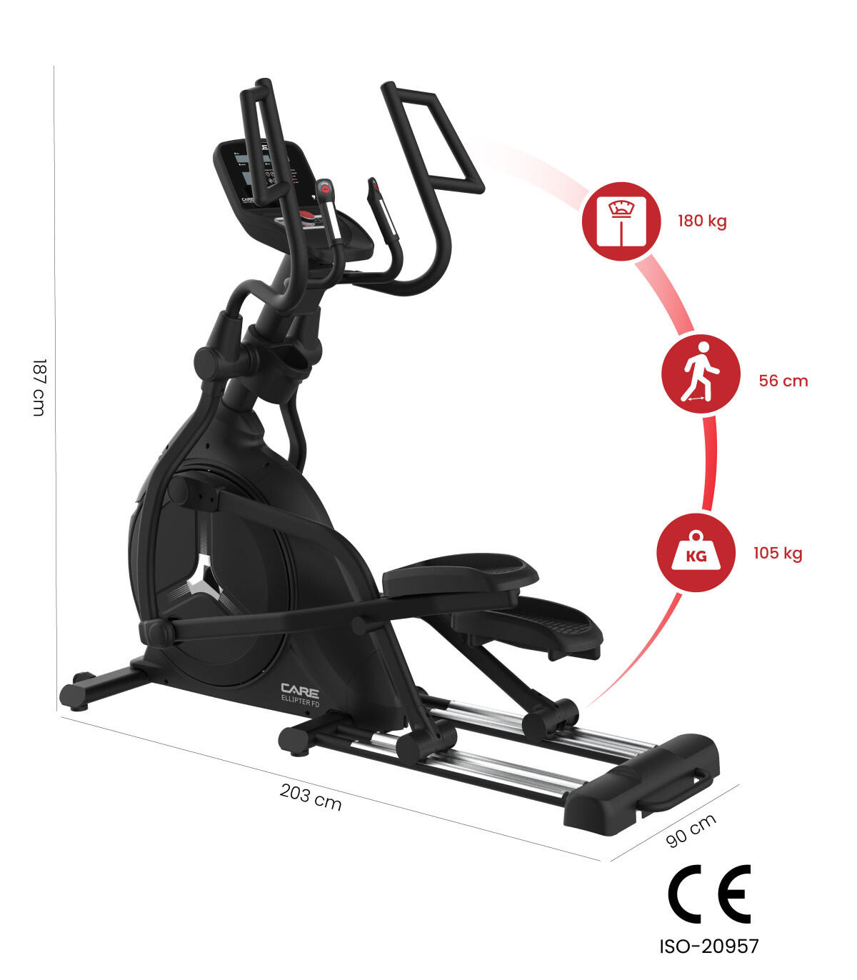 Vélo elliptique ELLIPTER FD LED auto-alimenté - CARE - ergomètre connecté 2/8