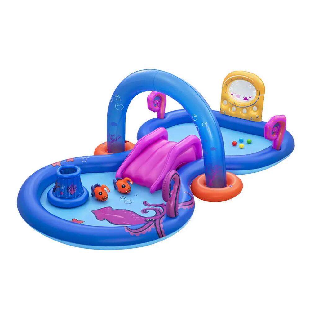 Bestway Kids Inflatable Play Splash Pool with Slide Ball Tossing Toys