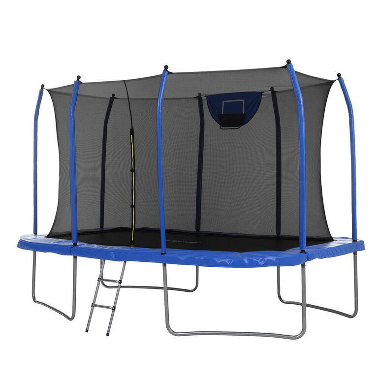 12ft rectangle kids trampoline with basketball set