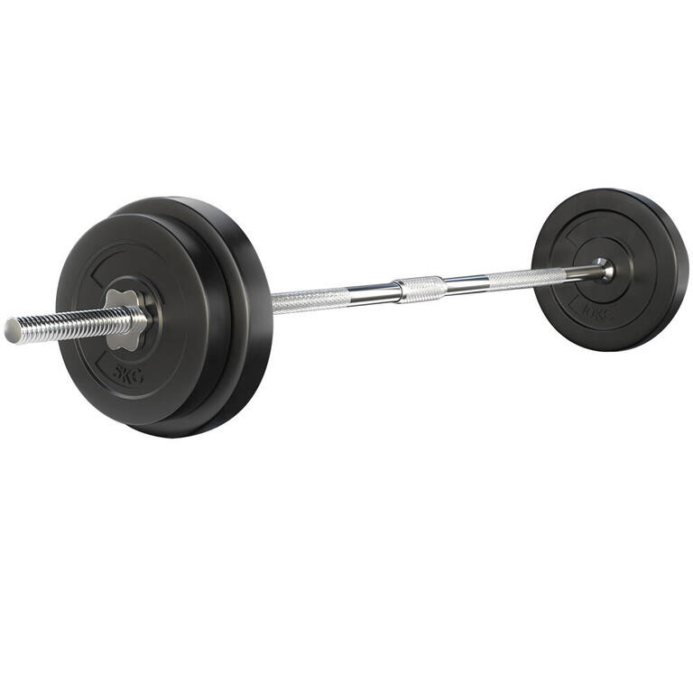 Everfit 38kg barbell set with weight plates and bench