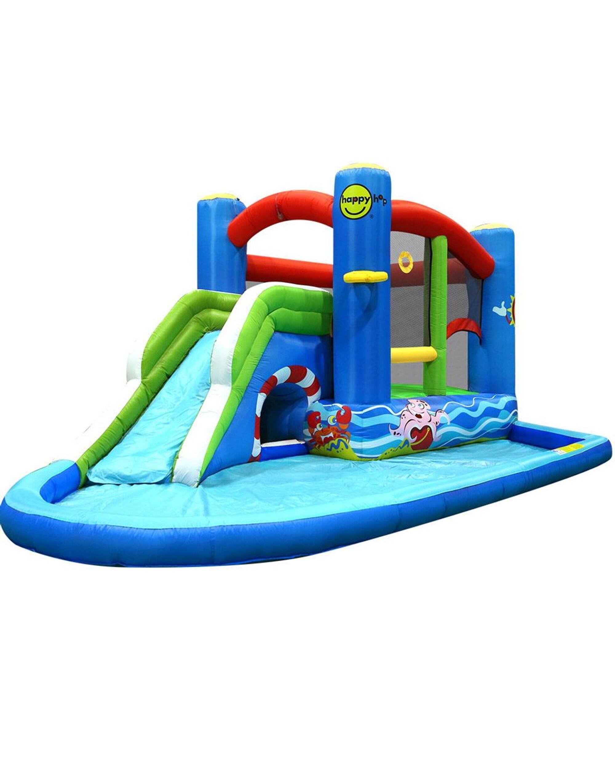 Happy Hop Inflatable Water Slide Jumping Trampoline Castle Bouncer Toy Splash