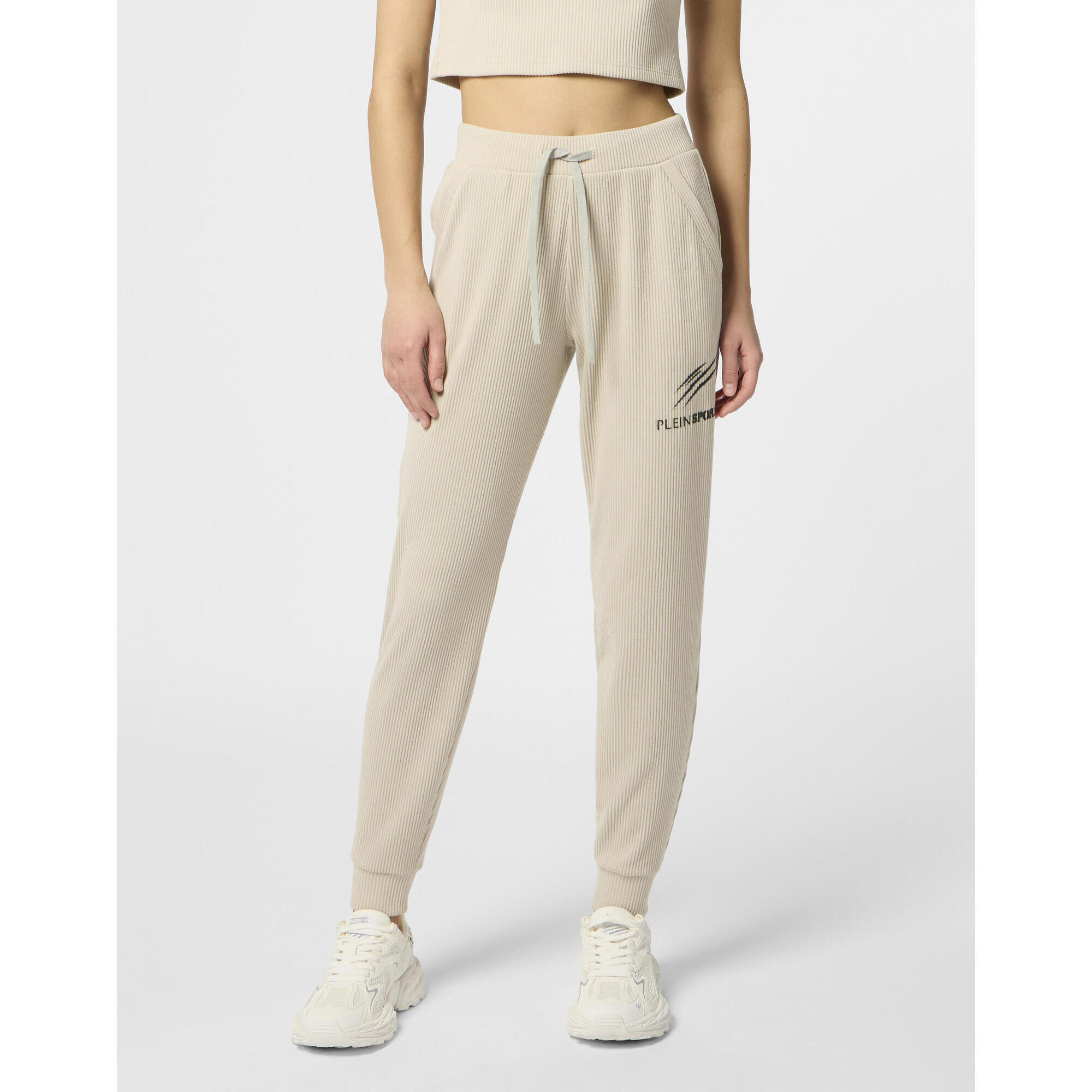 Plein Sport - Ribbed Joggers Scratch - Pantalons - Beige|blanc - Decathlon