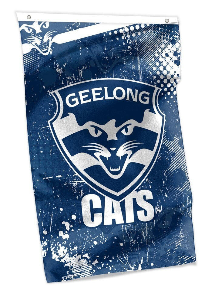 AFL Wall Flag Cape - Geelong Cats - 100cm x 70cm - Steel Eyelet For Hanging