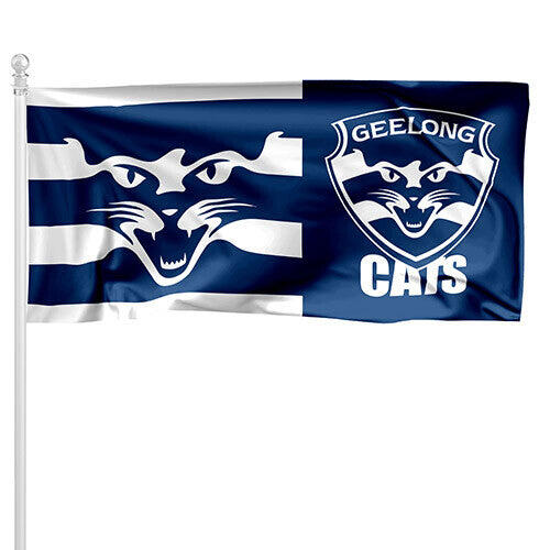 AFL Pole Flag - Geelong Cats - 90cm x 180cm - Steel Eyelet For Hanging