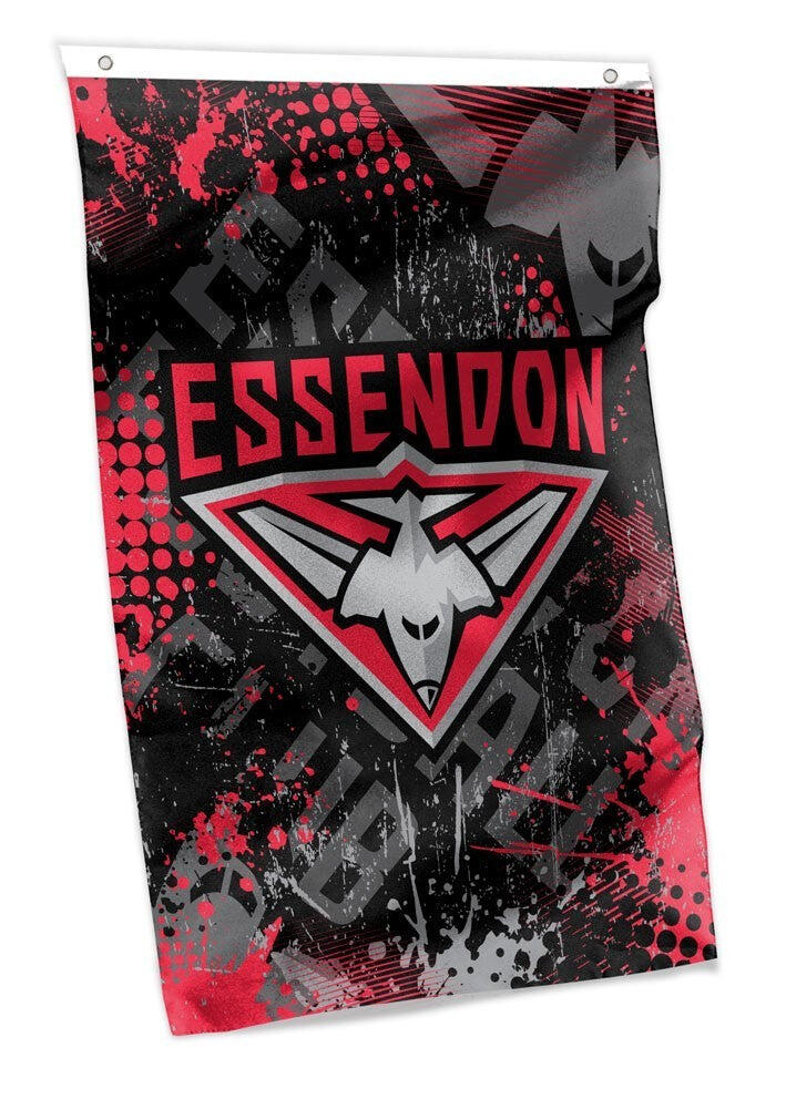 AFL Wall Flag Cape - Essendon Bombers - 100cmx70cm - Steel Eyelet For Hanging