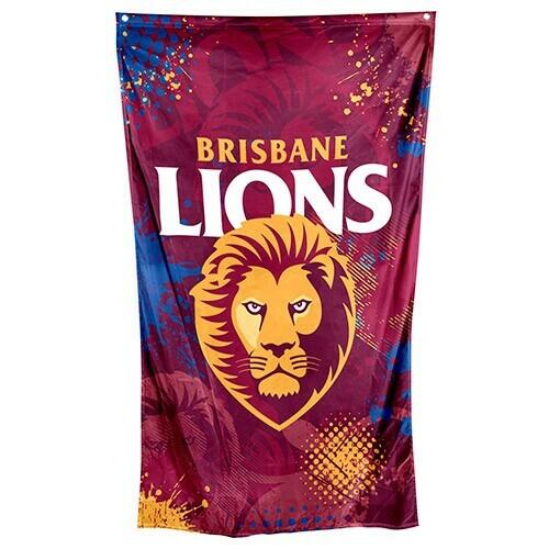 AFL Wall Flag Cape - Brisbane Lions - 100cm x 70cm - Steel Eyelet For Hanging