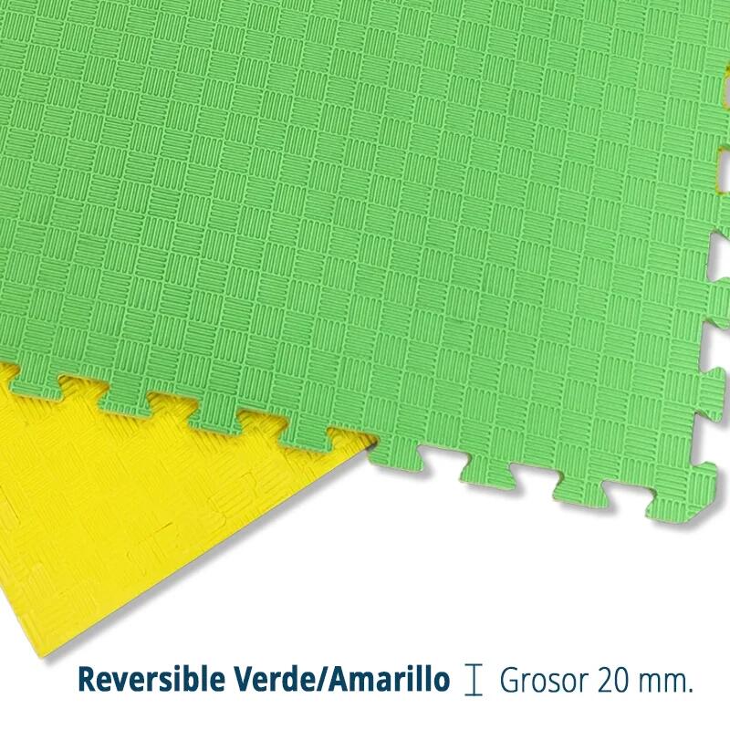 Tatami Puzzle EVA 100x100x20 mm (Lote 4 uds) Verde - Amarelo 3/7