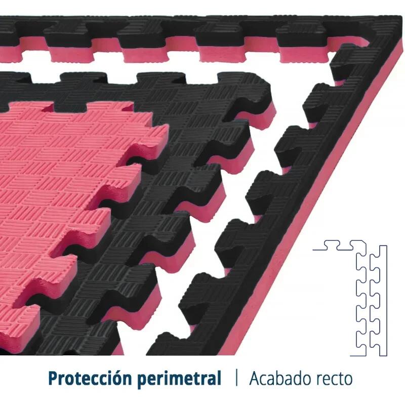 Tatami Puzzle EVA 100x100x20 mm (Lote 24 uds) Vermelho-Preto 2/7