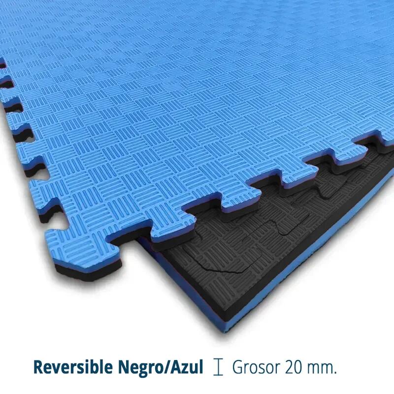 Tatami Puzzle EVA 100x100x20 mm (Lote 24 uds) Preto-Azul 7/7