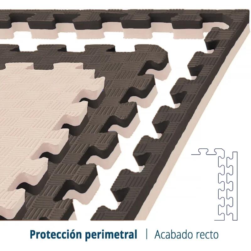 Tatami Puzzle EVA 100x100x20 mm (Lote 10 uds) Marrom-Bege 2/4