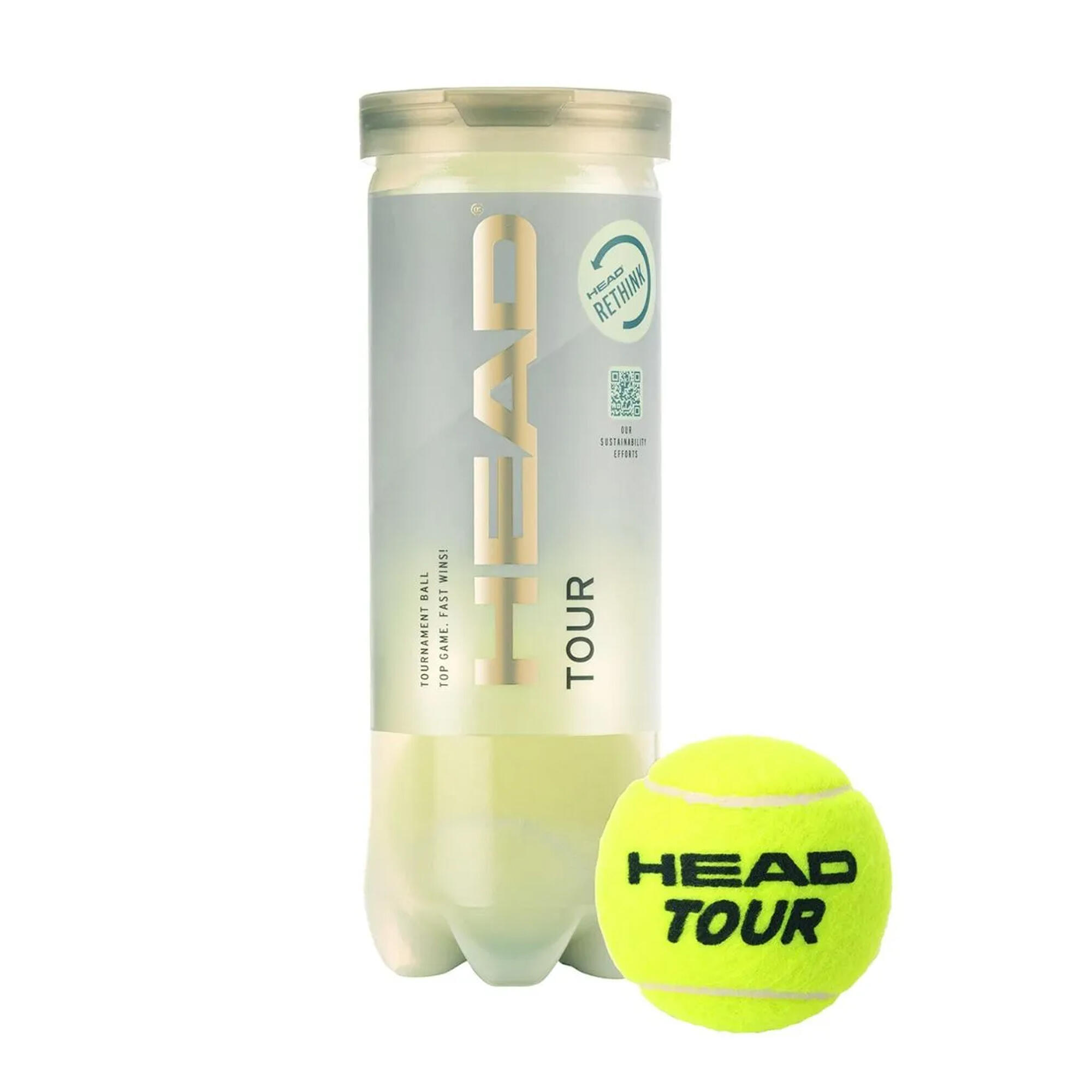 Tour Tennis Balls (Pack of 3) (Green) 2/3