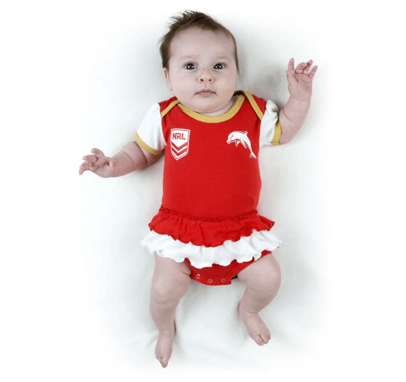 NRL Girls Tutu Footy Suit Body Suit - Dolphins - Baby Toddler Infant