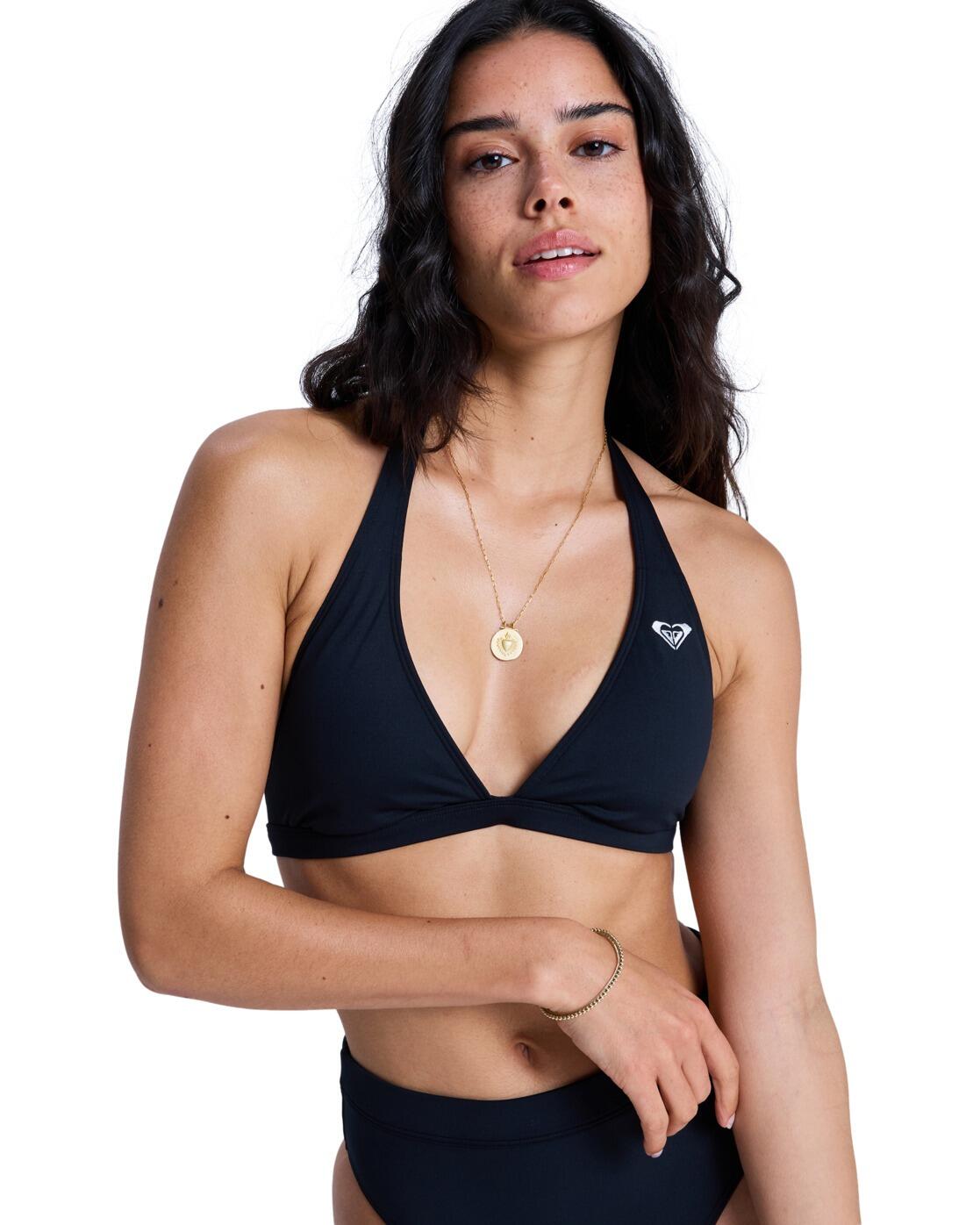 Top de bikini triangular SOLID ESSENTIALS FIXED TRI HALTER Negro Mujer 1/4