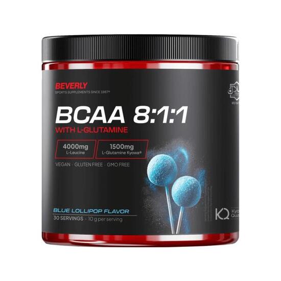 Bcaa 8:1:1 with l-glutamine - 300g Framboise Bleue de Beverly Nutrition