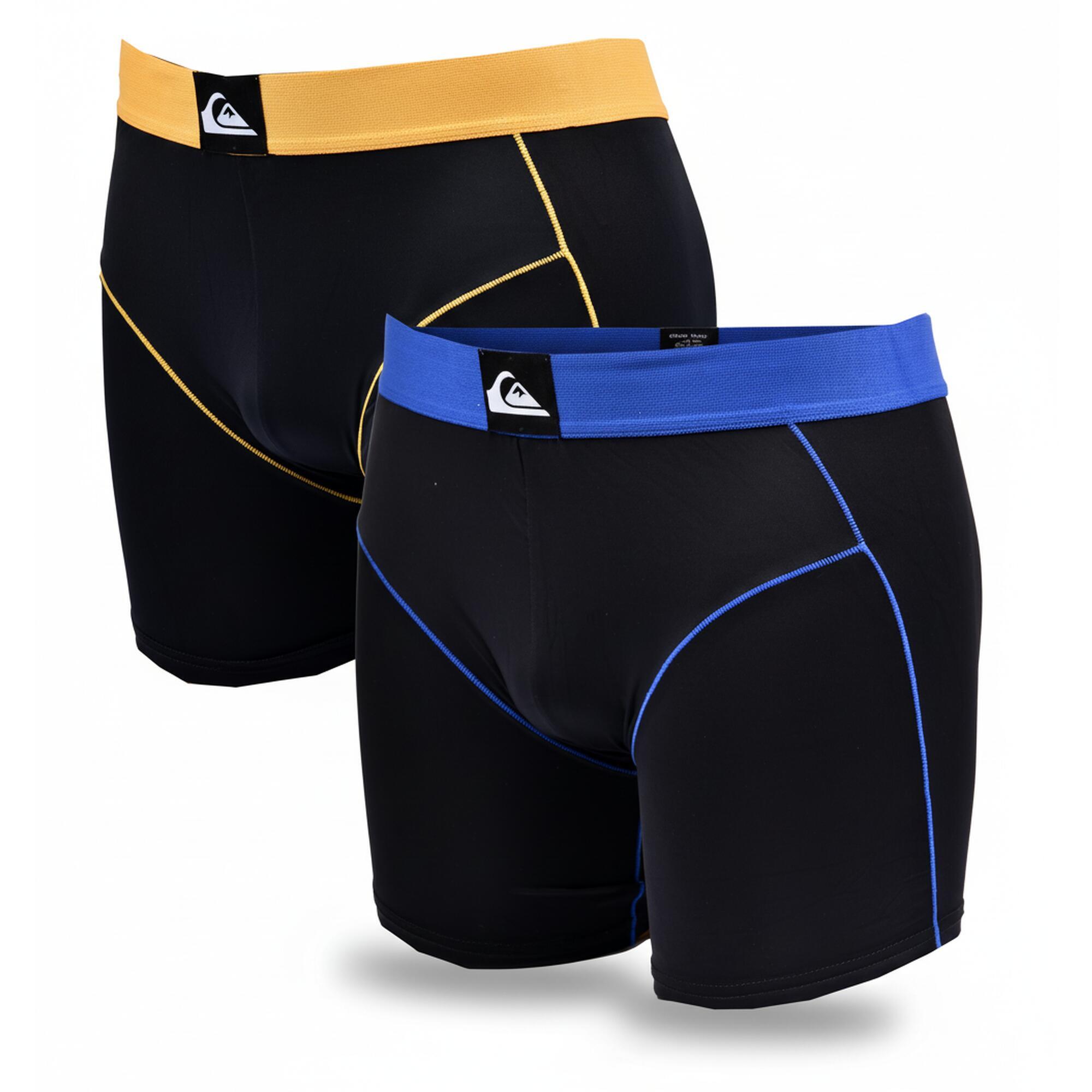 Quiksilver - Quiksilver Pack De 2 Boxers Homme Microfibre Sport - Caleçon - Noir - Decathlon