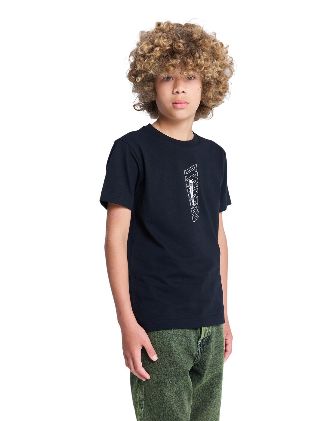 T-shirt à manches courtes Noir Garçon 3/4