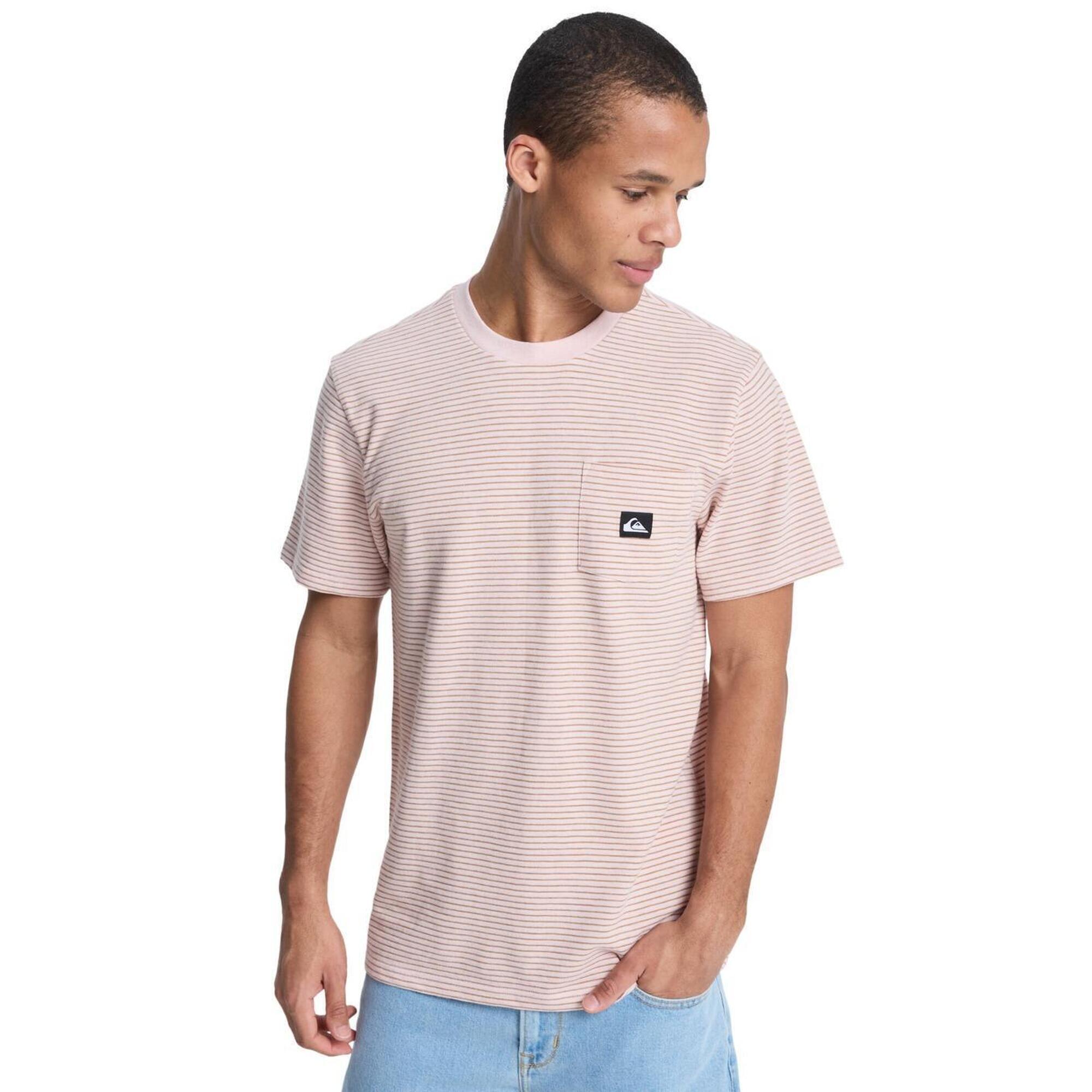 Quiksilver - T-shirt À Manches Courtes Lopaz Striped Pocket Rose Homme - T-shirt Manches Courtes - Rose - Decathlon