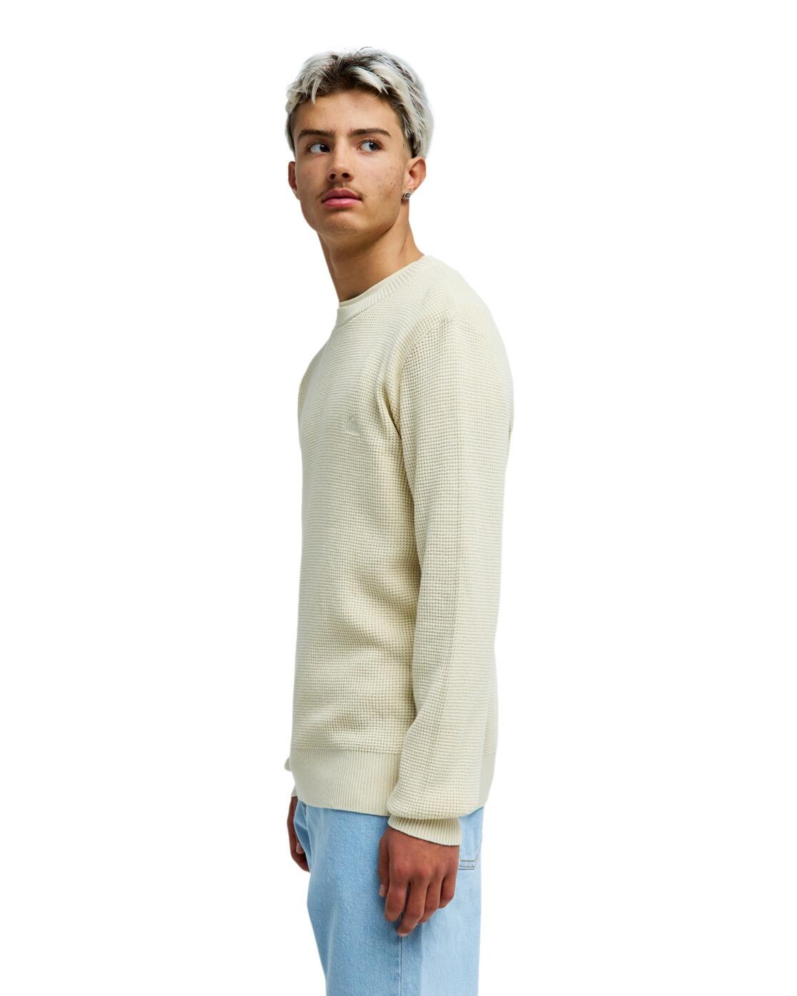 Pull WAFFLE Blanc Homme 3/4