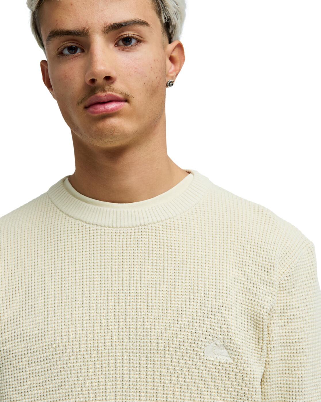 Pull WAFFLE Blanc Homme 4/4