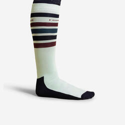 Seconde vie - Chaussettes équitation adulte 100 vert/rayures bordeaux - TRÈS BON