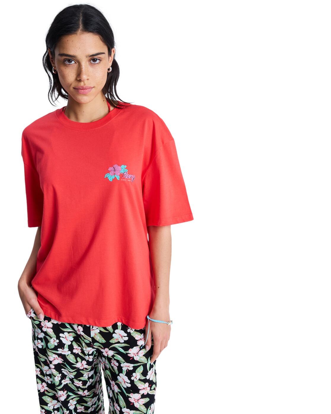 T-Shirt à manches courtes HANGLOOSE POSTER Rouge Femme 3/4
