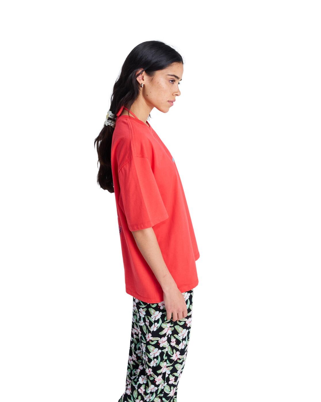 T-Shirt à manches courtes HANGLOOSE POSTER Rouge Femme 4/4