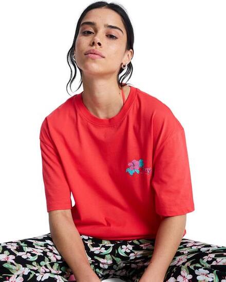 T-Shirt à manches courtes HANGLOOSE POSTER Rouge Femme