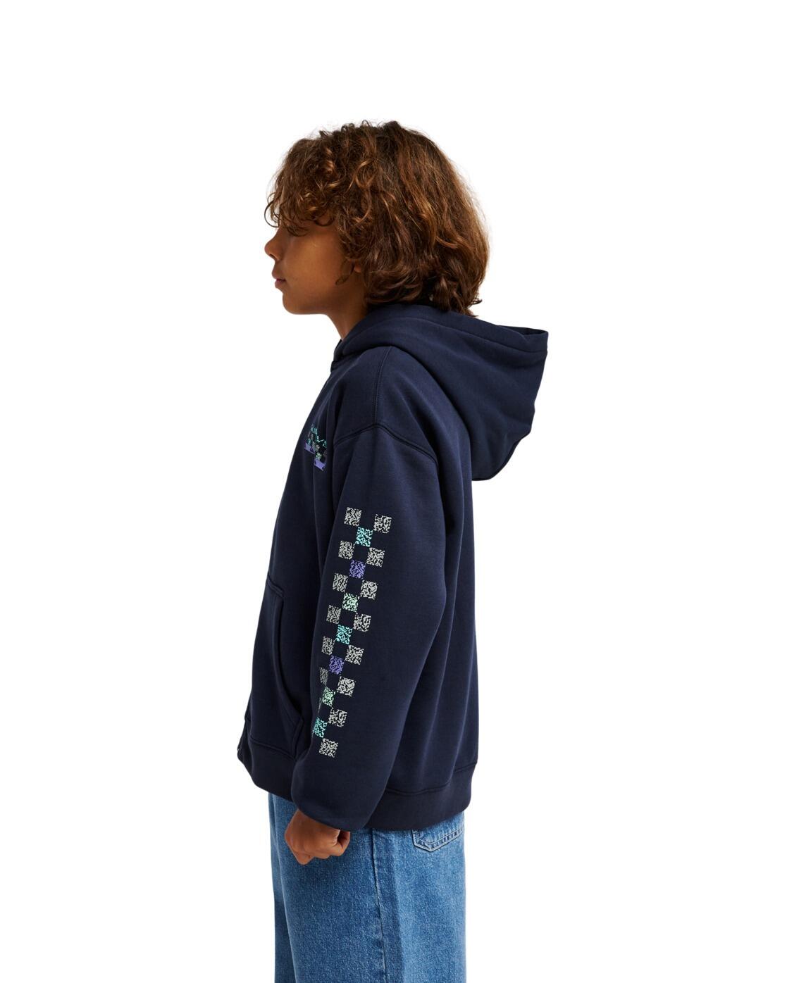 Sweat à capuche zippé GRAPHIC HERO Bleu Garçon 3/4