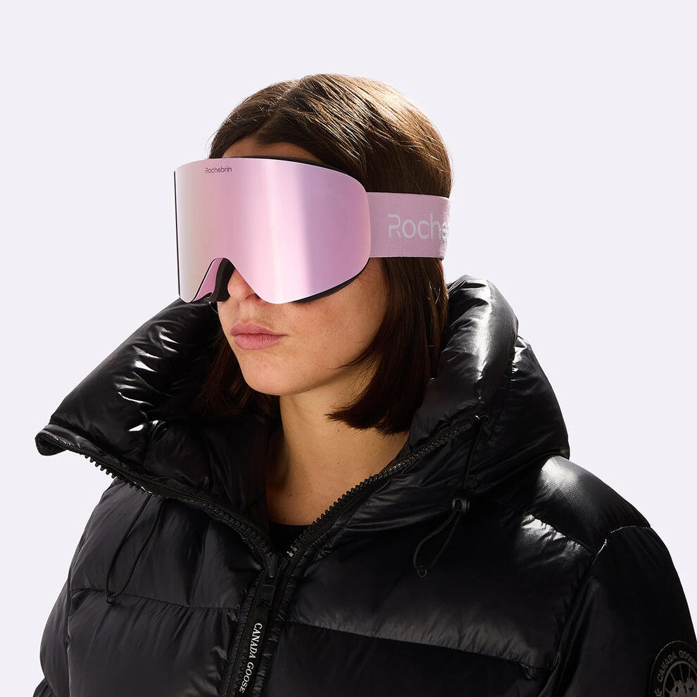 Masque de ski rose aimanté anti-buée catégorie 3 - (homme et femme) 3/8