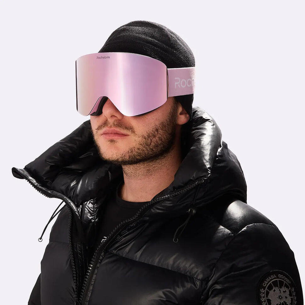 EXP VISION Masque De Ski Pro – Lentille REVO, Anti-buée, UV400, Éponge Amovible, OTG, Pour Homme Femme Enfant
