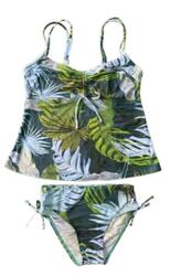 Maillot de Bain Tankini Lagon Bleu "Lara" 48 Feuilles tropicales
