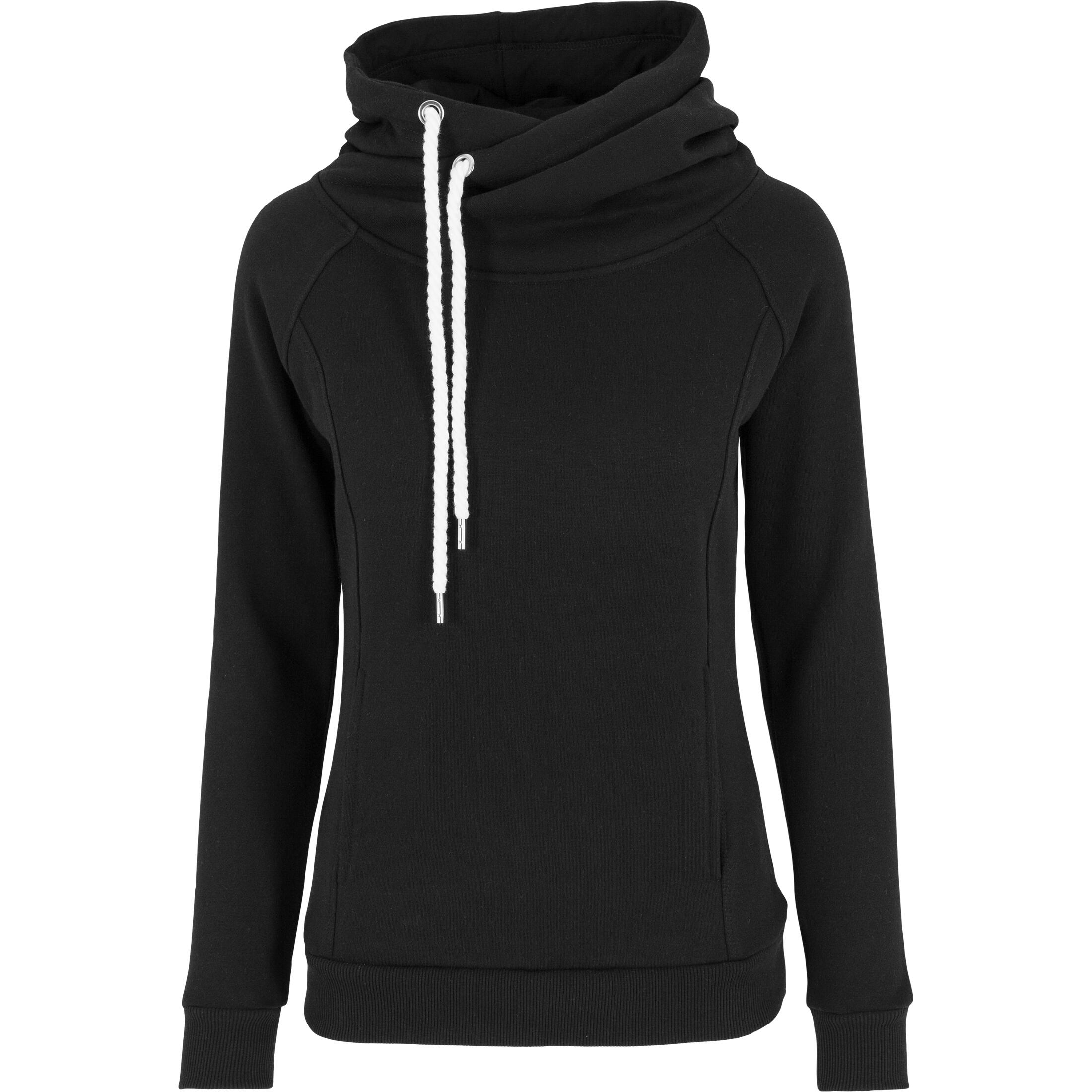 Urban Classics - Sweatshirt À Capuche Col Haut Femme Grandes Tailles Urban Classics Raglan - Sweat-shirt - Noir - Decathlon