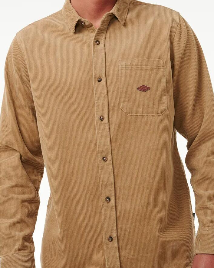 Chemise en Velour Homme Rip Curl "CLASSIC SURF CORD L/S SHIRT" S Beige 5/6